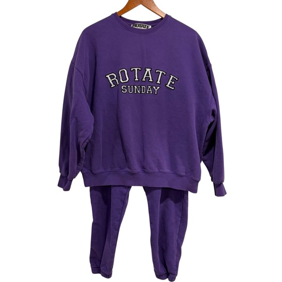 Rotate Birger Christensen Sweaters - Rotate Birger Christensen Purple Rotate Sunday Sweatsuit Set Pants Crew Neck
